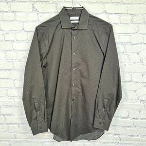 Calvin Klein Slim Fit Performance Cotton Dress Shirt, Size 15.5, 32/33, Black/Wt